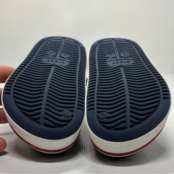 Crocs Kids Navy Clogs with white stripe size 10 - Picture 8 of 10
